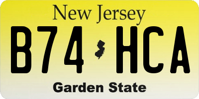 NJ license plate B74HCA