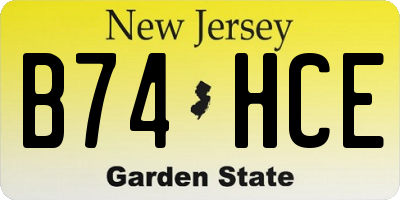 NJ license plate B74HCE