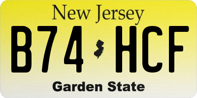NJ license plate B74HCF