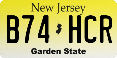 NJ license plate B74HCR
