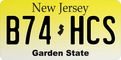 NJ license plate B74HCS