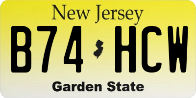 NJ license plate B74HCW