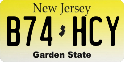 NJ license plate B74HCY