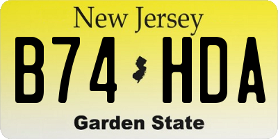 NJ license plate B74HDA