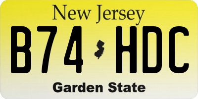 NJ license plate B74HDC