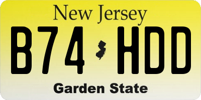 NJ license plate B74HDD
