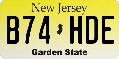 NJ license plate B74HDE