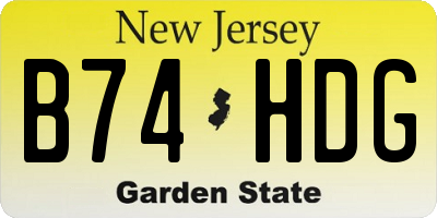 NJ license plate B74HDG
