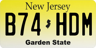 NJ license plate B74HDM