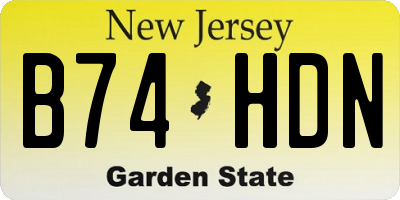NJ license plate B74HDN