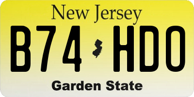 NJ license plate B74HDO
