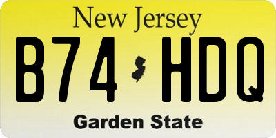 NJ license plate B74HDQ