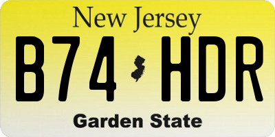 NJ license plate B74HDR