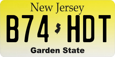 NJ license plate B74HDT