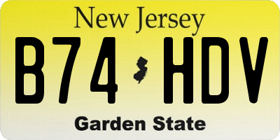 NJ license plate B74HDV