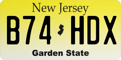 NJ license plate B74HDX