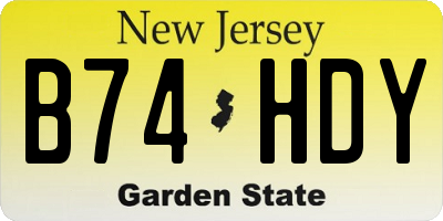 NJ license plate B74HDY