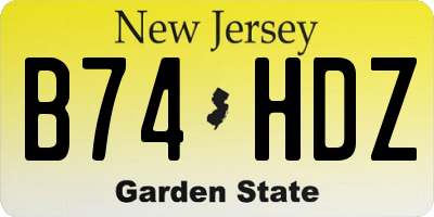 NJ license plate B74HDZ