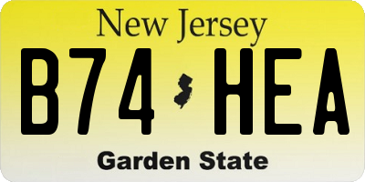 NJ license plate B74HEA