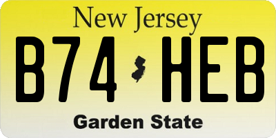 NJ license plate B74HEB
