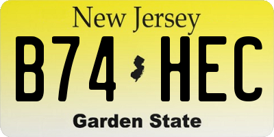 NJ license plate B74HEC
