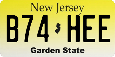 NJ license plate B74HEE