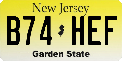 NJ license plate B74HEF