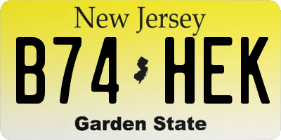 NJ license plate B74HEK