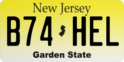NJ license plate B74HEL