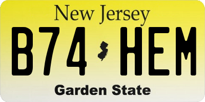 NJ license plate B74HEM