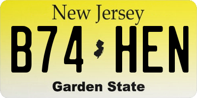 NJ license plate B74HEN