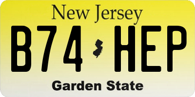 NJ license plate B74HEP