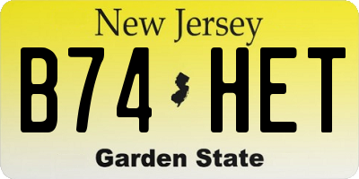 NJ license plate B74HET