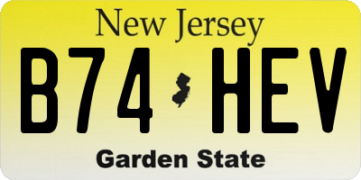 NJ license plate B74HEV