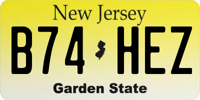 NJ license plate B74HEZ