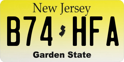 NJ license plate B74HFA