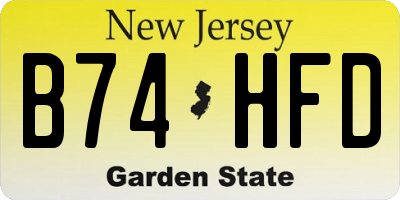 NJ license plate B74HFD