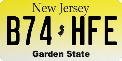 NJ license plate B74HFE