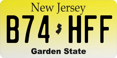 NJ license plate B74HFF