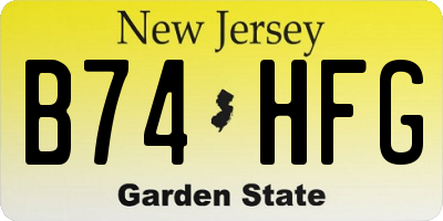 NJ license plate B74HFG