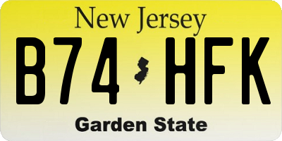 NJ license plate B74HFK