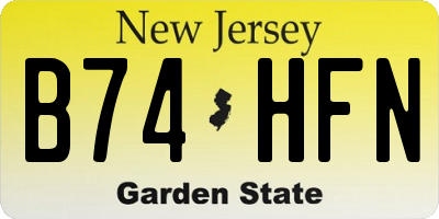 NJ license plate B74HFN