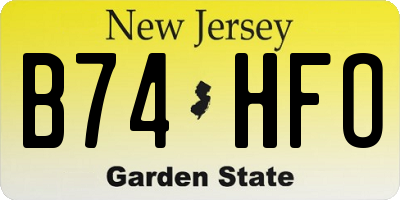 NJ license plate B74HFO