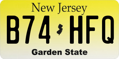 NJ license plate B74HFQ