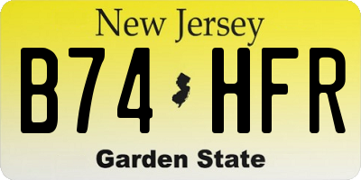 NJ license plate B74HFR
