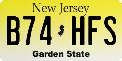 NJ license plate B74HFS