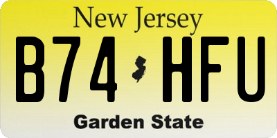 NJ license plate B74HFU
