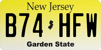 NJ license plate B74HFW
