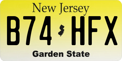 NJ license plate B74HFX