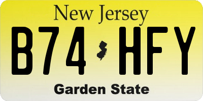 NJ license plate B74HFY